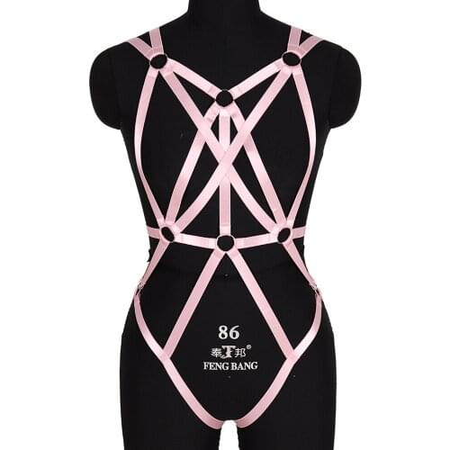 Harajuku Full Body Bondage Sexy Lingerie Set Pole Dance Costume Womens Harness Bra Goth Punk Sword Belt Erotic Fetish