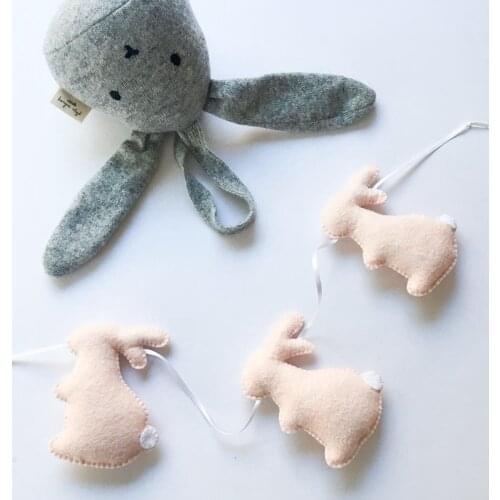 D Scandinavian Stuffed Soft Wool Fabric bunny Rabbit Mushroom Wall hangings Tent Ornament Baby Photography Props Room Decoration