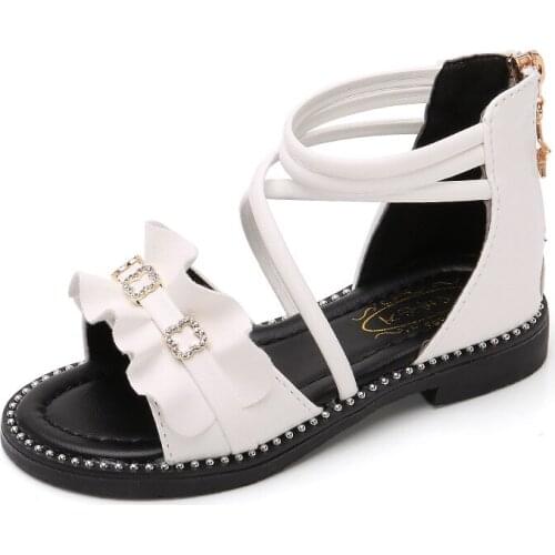 Children School Shoes For Girls 3 5 12 Years Old 2021 Kids Summer Fashion Rhinestone Beach Sandals High Heels Princess Sandals