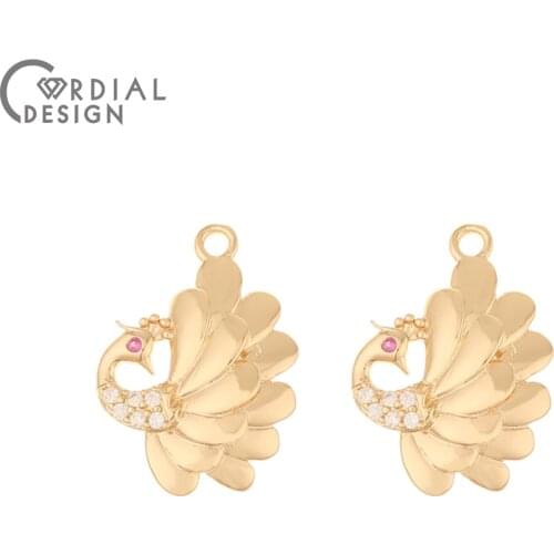 Cordial Design 100Pcs 15*21MM Jewelry Findings & Components/Earring Making/DIY Pendant/Hand Made/Earrings Accessories/CZ Charms