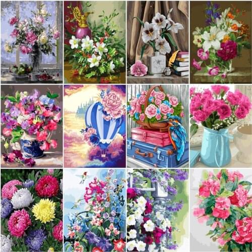 HUACAN Pictures By Number Flower Kits Home Decor Painting By Numbers Drawing On Canvas HandPainted Painting Art Gift DIY