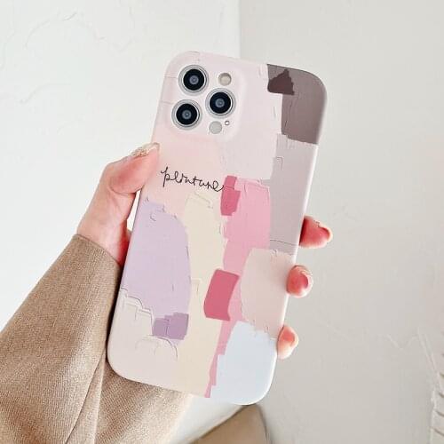 Oil painting Colorful Graffiti Phone Case For iPhone 12 12Pro 11 Pro Max XR X XS 7 8Plus Art geometry Soft Silicone Back Cover