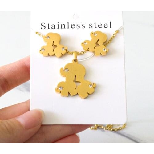 LUXUKISSKIDS Fashion Cute Elephant Crystal African Jewelry Sets For Women Chain Necklace Earrings Dubai Jewellery parures bijoux