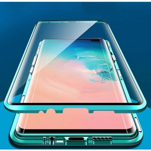 For Samsung Galaxy S20 Plus / Ultra 360 ° glass mobile phone cover magnet case metal bumper