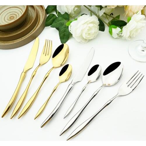 18/10 Stainless Steel Cutlery Set Mirror Colorful Dinnerware Set Knife Fork Tea Spoon Tableware Home Kitchen Silverware Flatware