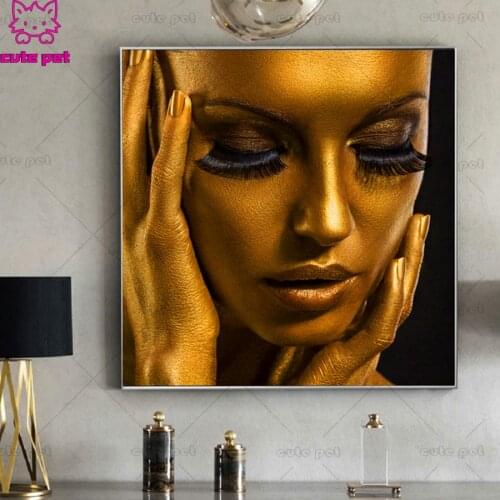 Diamond Painting Kits Golden Black Africa Woman Full Square Drill Handmade Craft Diamond Embroidery Diy Cross Stitch Kits Gift