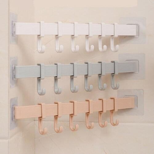 6 Hooks Towel Rack Suction Cup Bathroom Kitchen Wall Door Holder Sucker Hanger