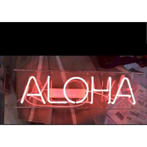 14“ Aloha Acrylic Custom Neon Light Lamp Sign Beer Bar Handmade Real Glass Decorate Home Wall Room Windows Tube Artwork