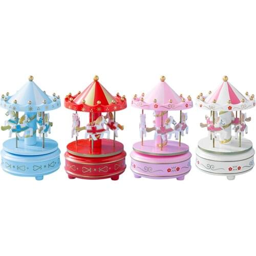 New Carousel Music Box Exquisite Wedding Home Cake Decoration Carousel Music Box Crafts Childrens Trojan Toys