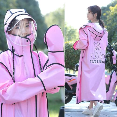 New Hot Sale EVA Raincoat Women/Men Zipper Hooded Poncho Motorcycle Rainwear Long Style Hiking Poncho Environmental Rain Jacket