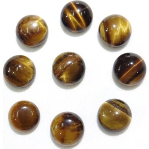 Wholesale 30pcs/12mm Natural tiger eye Stone Half Round Flat Back Cabochons beads For DIY Jewelry making Accessories