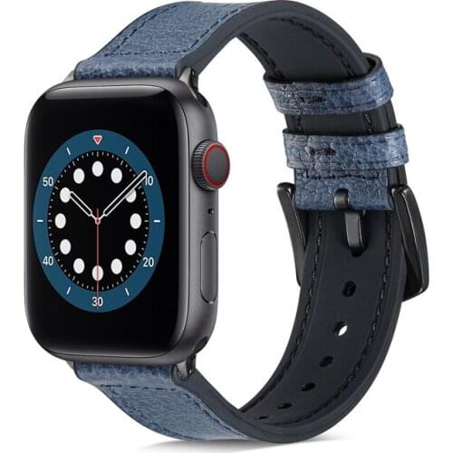 Apple Watch Watchband is suitable for the se 6 5 4generation 38 40 mm42 44mm leather silicone lychee stripe iwatchse accessories