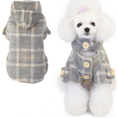 Plaid Luxury Dog Clothes Winter Pet Cat Jacket Suit For Small Medium Dogs Woolen Trench Jacket Outfit Dachshund Dog Costume XXL