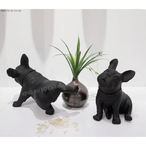 Modern Home Decoration Accessories Creative PVC French Bulldog Nordic Simulation Dog Model Statue Handicraft Art Decoration Gift