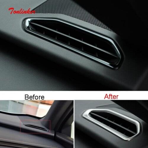 Tonlinker Interior Dashboard Small Outlet Cover case Stickers for Lexus UX 2019 Car Styling 2 PCS Stainless steel Cover stickers