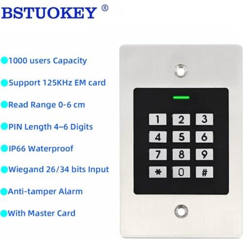 Waterproof Door Keypad Password Access Controller Reader 1000 Users Wiegand 26 125khz Proximity Card Key Reader Access Control