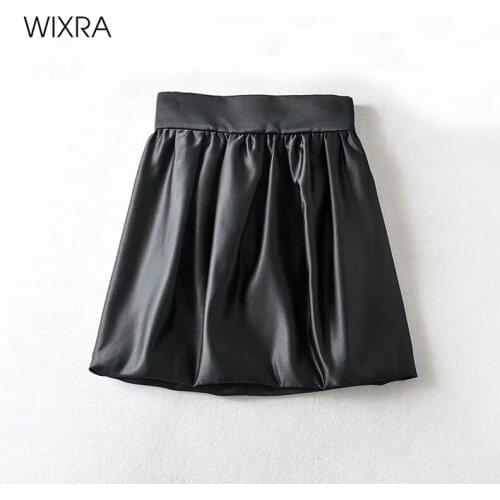 Wixra Womens Satin Mini Skirts Ball Gown Loose Solid Bottoms Clothes Party Elegant Streetwear Ladies Summer Autumn