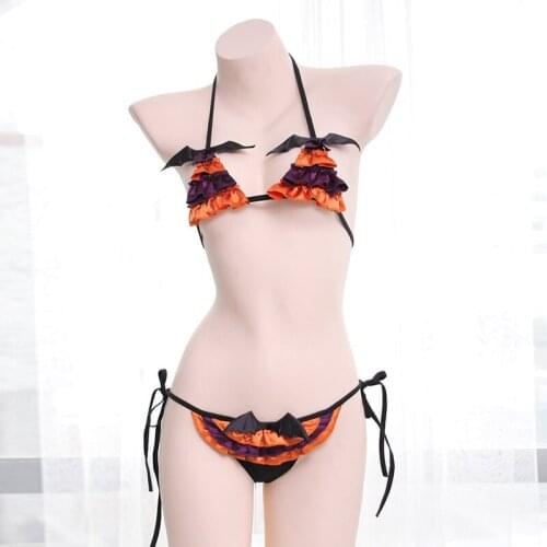 Japanese Sexy Lolita Women Lingerie Set Cute Devil Animal Halloween Cosplay Costume Kawaii Anime Underwear Ladies Bikini Set