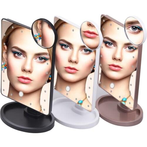 16/22 LED Lights Touch Screen Makeup Mirror with 10X Magnifying Glass Compact Vanity Mirror Flexible Cosmetics Makeup Mirrors