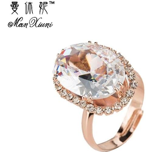 Manxiuni New Fashion Womens Adjustable Rings Bling Cubic zirconia Jewelry Vintage Style Cubic zirconia Oval Finger Rings