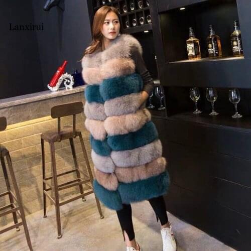 Autumn Winter new faux fox fur coats vest women sleeveless stitching slim fur jacket waistcoat Special price wholesale