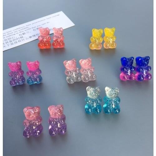 1 pair of fashionable multicolor jelly gummy bear ladies earrings earrings earrings cute animal design earrings jewelry