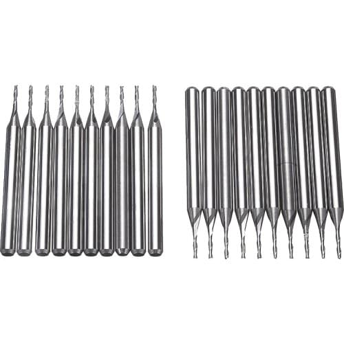 20pcs 3.175mm Shank Carbide Spiral End Mills 1mm 2 Flute CNC Milling Cutter Cutting Set for Wood Metal CNC Router Bits