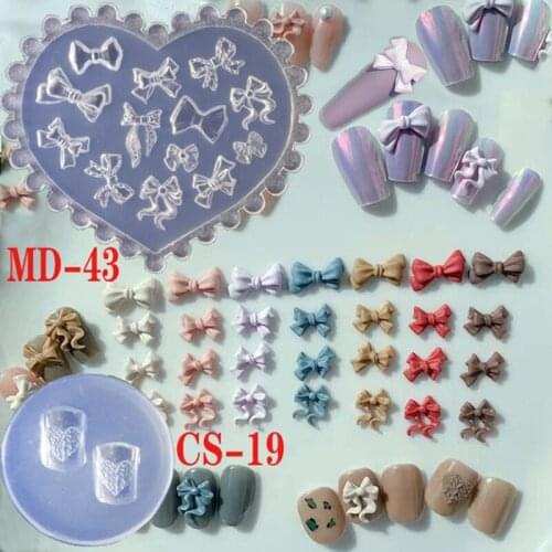 3D Flower Bowknot Nail Art Decoration Epoxy Resin Mold Nails Stickers Jewelry Silicone Mould DIY Crafts Casting Tools