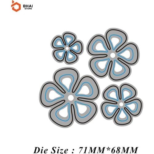 2021 New Christmas 4Pcs Flower Petals Metal Cutting Dies and Stamps DIY Scrapbook Photo Album Decorative Embossing Paper Cards