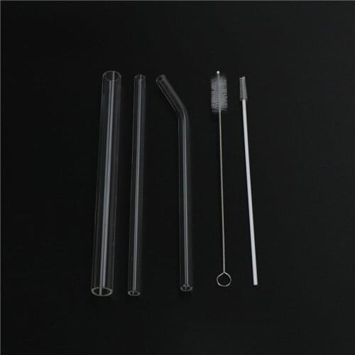 6PCS NEW Glass Water Drinking Straws With Brush For Wedding Birthday Party Bar Straws