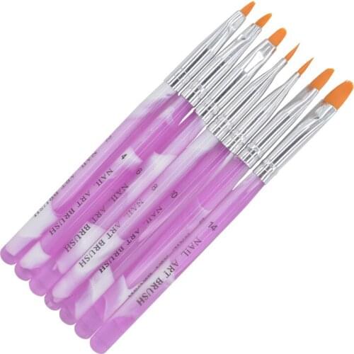 YZWLE 7 Pcs/Pack Acrylic Nail Art Tips UV Gel Builder Set Painting Brush Design Pen DIY 21