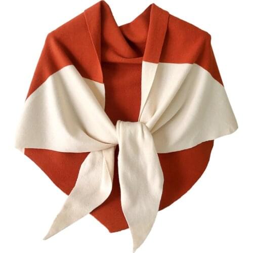 Large Winter Women Triangle Shrugs Scarf Two-Tone Knitted Ponchos Cape Femme Shawl Wraps Pashmina Sjaals Bufandas Mujer Encharpe