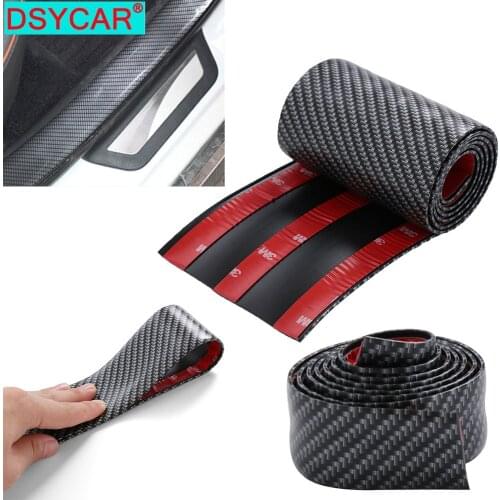 DSYCAR 1Pcs Universal Door Guard Bumper Carbon Fiber Rubber Front Rear Guard Bumper Strip Front Rear Door Entry Guard Protectors