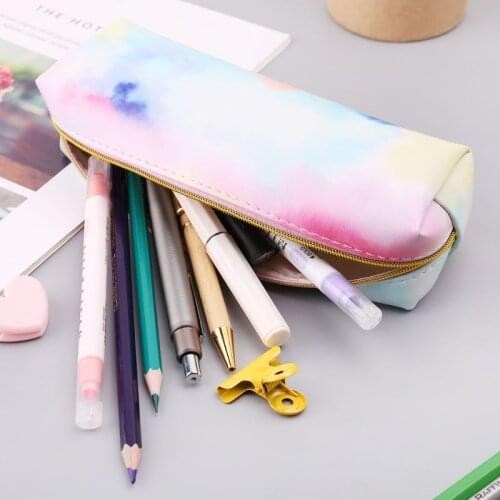Kawaii Pencil Case Colorful Pink Makeup Cosmetics Bag Pen Box Storage Pouch Case School Supplies Stationery Y51A