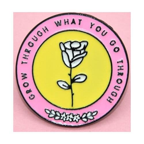 Creative cartoon round rose flower metal enamel brooch clothes lapel personality backpack parents friends gifts fashion jewelry