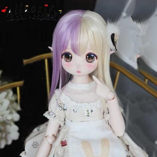 Allaosify Bjd Doll 1/3 1/4 1/6 1/8 High Temperature Wire Two-Color Splicing Wig 25 Colors Optional