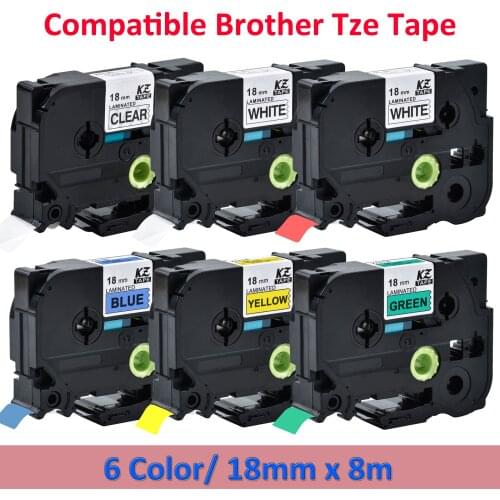 CIDY 6pcs 18mm tze 241 Compatible Brother P-touch Laminated Label Tapes TZe-141 TZe-241 TZe-441 TZe-541 TZe-641 TZe-741 tze345