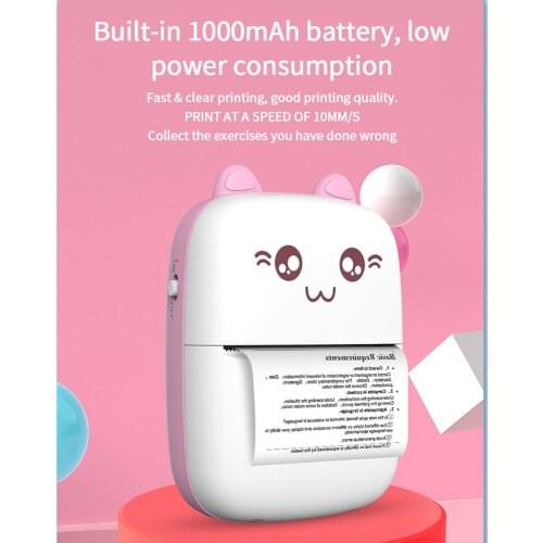 Mini Thermal Printer Wirelessly BT 203dpi Photo Label Memo Wrong Question Printing With USB Cable Portable Mini Thermal Printer
