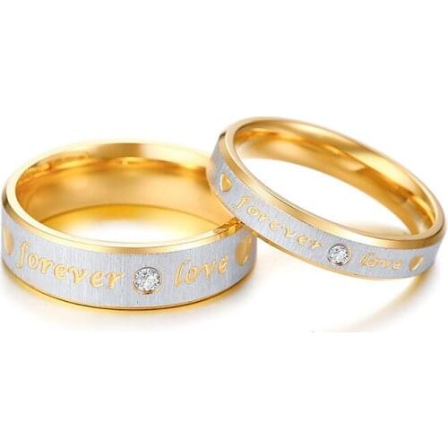 Fashion Top Quality Gold Color Men Ring Jewelry Cubic Zircon Rings For Women Dropshipping Cute Lovers Ring Size 5~12