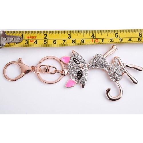 Fashion Alloy Key Rings Women Gifts Promotion Gift Lovely Cat Car Keychain Couple Mobile Car Accessories Key Links