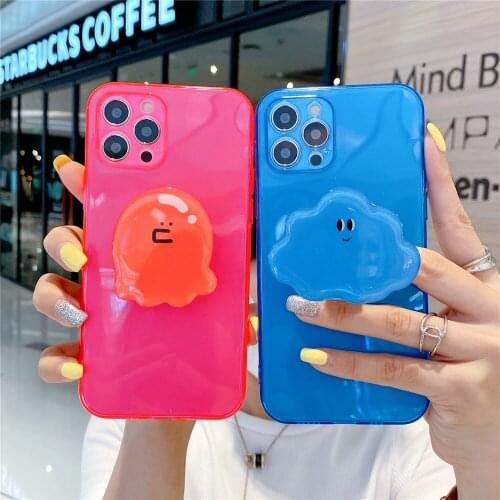 Cartoon bracket candy Silicone Phone Cases For iPhone 12 11 Pro XS MAX X 7 XR SE20 8 6Plus Translucent Back Cover