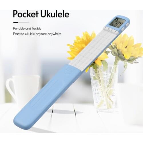 Muslady Portable Ukulele Chord Trainer Uke Fingering Practice Tool with 360° Rotatable Chords Chart Screen for Ukelele Beginners