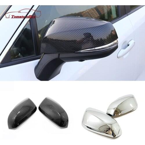 For Toyota RAV4 RAV 4 2019 2020 ABS Carbon fiber Car side rear view mirror Cover Trim Sticker Auto Accessories Styling 2PCS