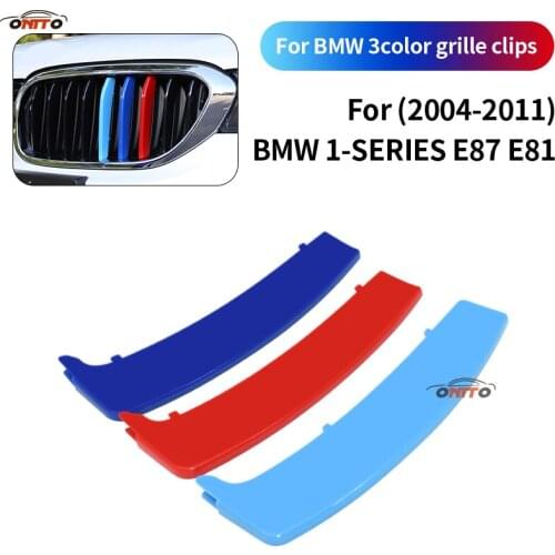 3 Colors Grille Trim Stripe Decal Sticker ABS Accessory Car Front Racing Grille Clips Coves For 1 series E81/E87 2004-2011
