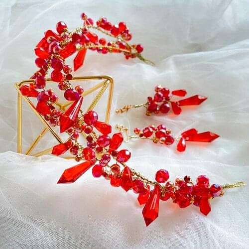 New Crystal Soft Headwear Headband Wedding Bridal Headwear Dress Tiaras with Earring Party Prom Hairband Hair Accessories