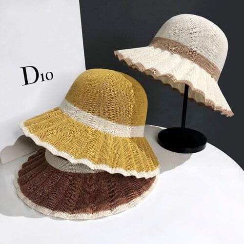 Female Knitting Bucket Hats Harajuku Bucket Hat Fishing Outdoor Panama Hip Hop Cap Mens Summer for Fisherman Hat Women Spring