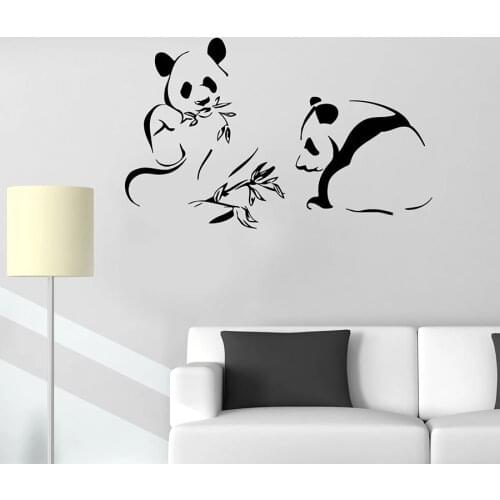 Pandas Wall Decal Animal Panda Bamboo Bear Cute Mural Window Vinyl Stickers Kids Bedroom Nursery Home Decoration Removable Q120