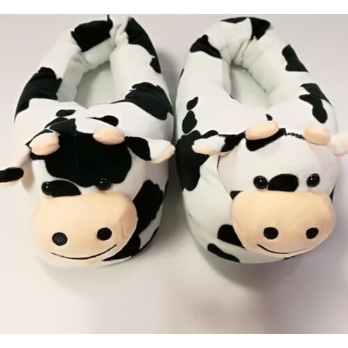 Comemore Winter Male Women Couples Home Slippers Cotton Cute Cartoon Cow Shoes Indoor Fashion Comfortable Bedroom Soft Keep Warm