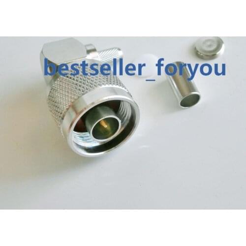 N Male Plug 90 Degree Right Angle Connector for RG58 RG142 LMR195 RG400 Coaxial Cable Adapter