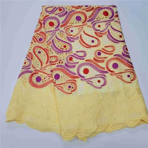 SJ Lace 5 Yards African Lace Fabric Dry Cotton Lace For Men 2021 New Fashion Swiss Voile Lace In Switzerland For Dress h2-42